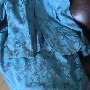 Elegant Blue Floral Brocade Suit